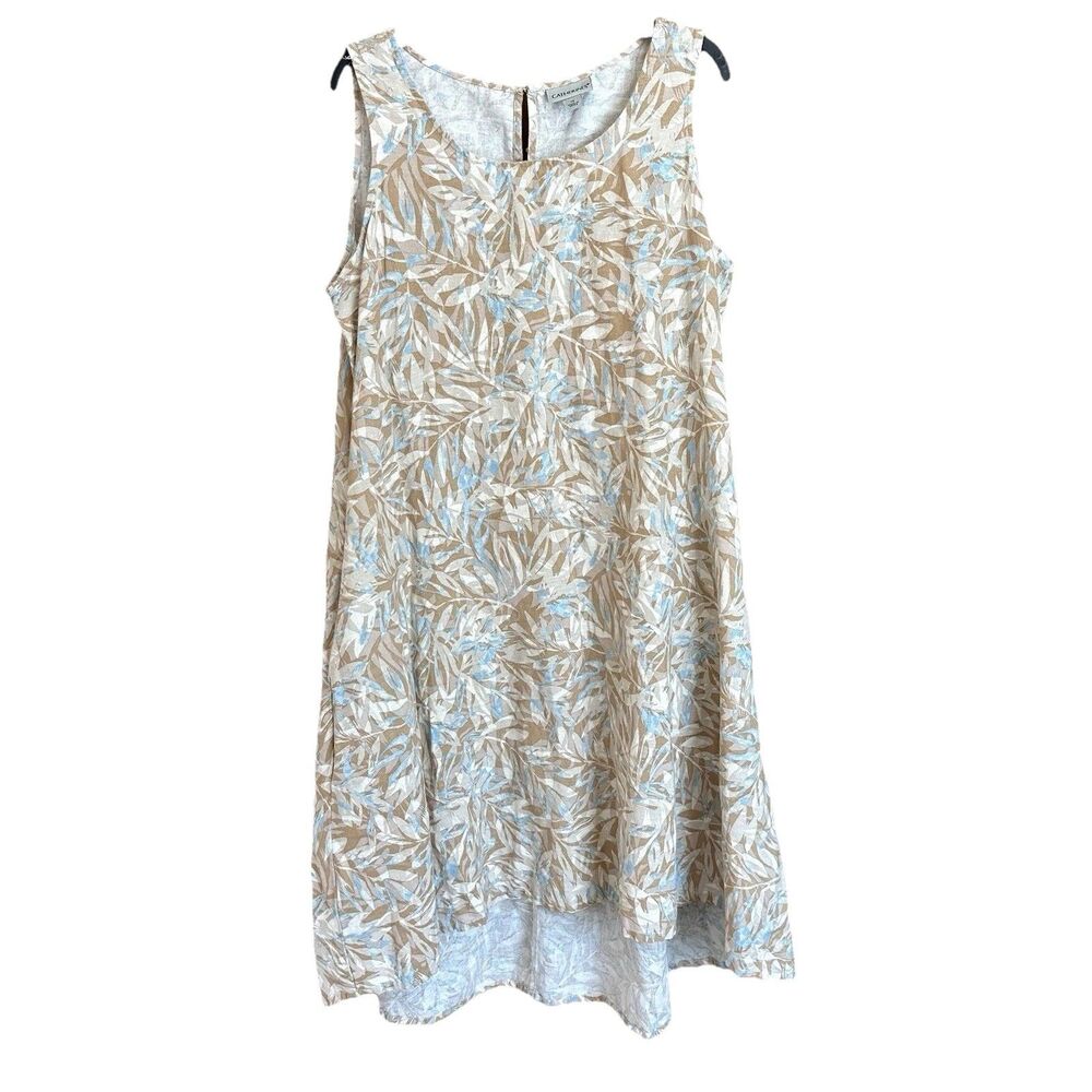 Catherine’s Dress 1X Sleeveless Linen Blend Tropical Resort Boho Beach Pullover